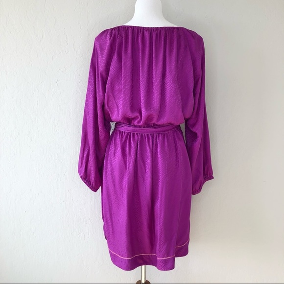 Rebecca Taylor Snakeskin Jacquard Silk Belted Dress - Picture 5 of 9